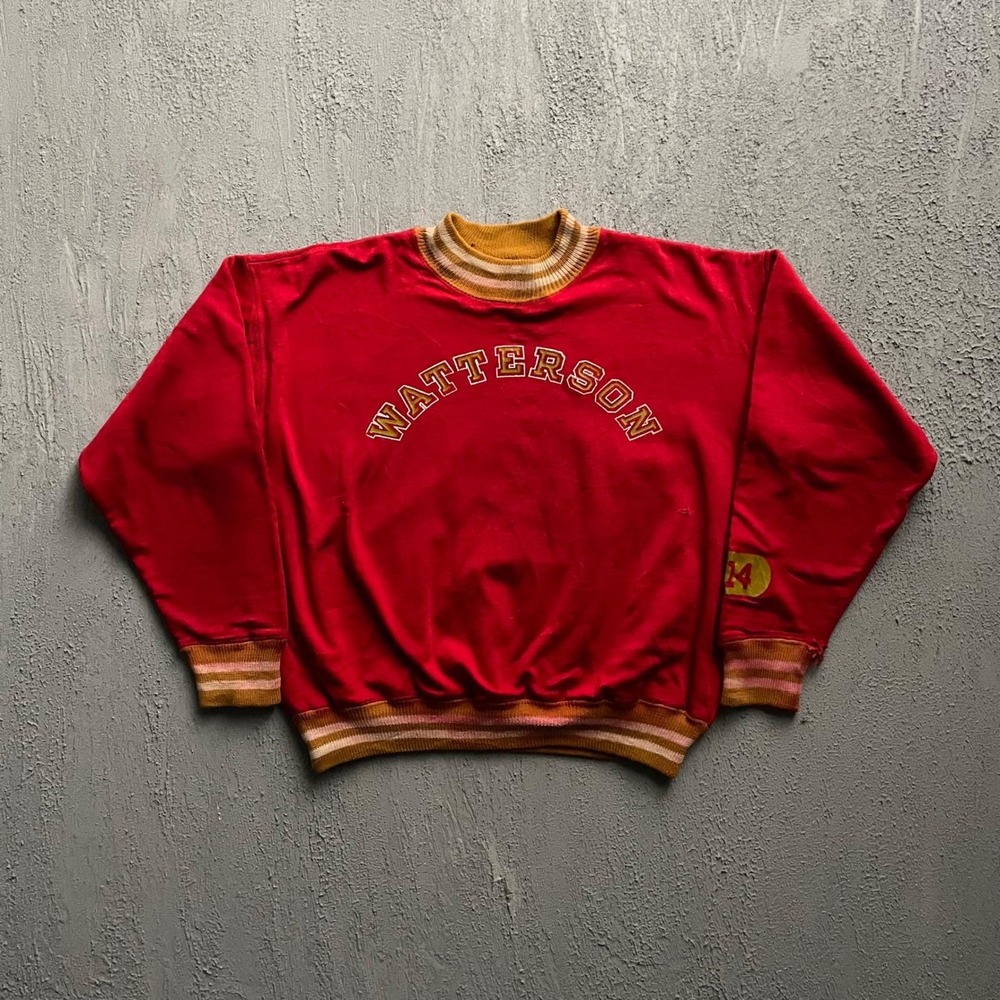 Vintage Champion Watterson fleece lined Sweatshirt Men Medium Red 1960s Durene